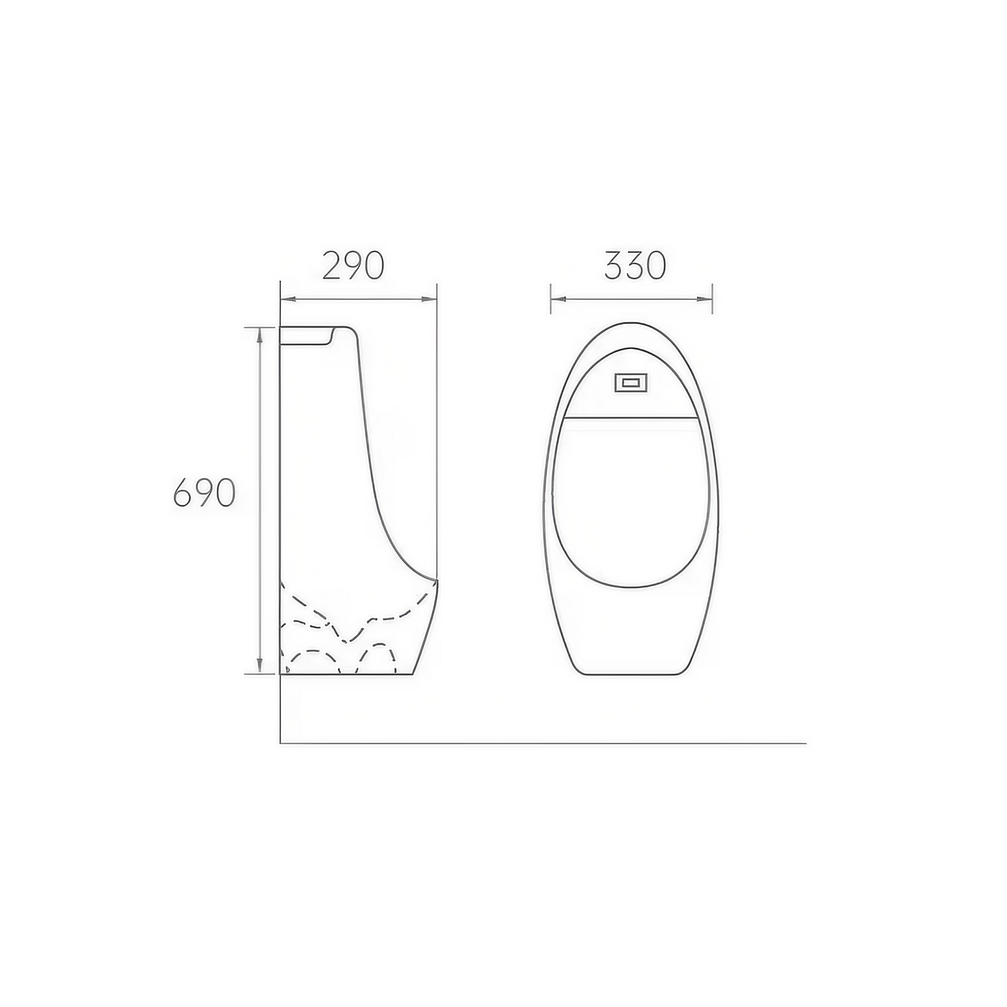 Hangend Urinoir - Automatische Spoeling - Sensor - Verona - Glans Wit - 330x290x690mm