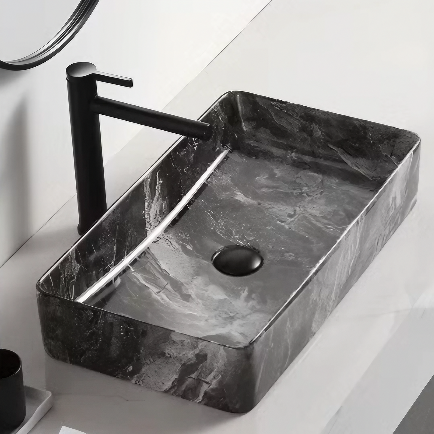 Opzet Waskom - Isabella - Smoke Marmer - 610x350x110mm