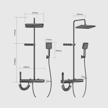 Opbouw Regendoucheset - Siena - Gun Grey - Digitaal Display