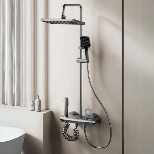 Opbouw Regendoucheset – Monaco – Gun Grey – Digitaal Display