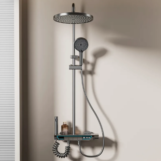 Opbouw Regendoucheset Milano – Gun Grey – Digitaal Display