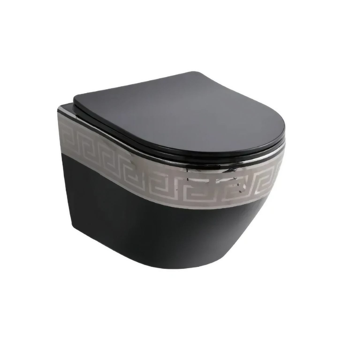 Opbouw Hangend Toilet - Monaco - Zwart (Silver Rim Pattern) - 480x370x370mm