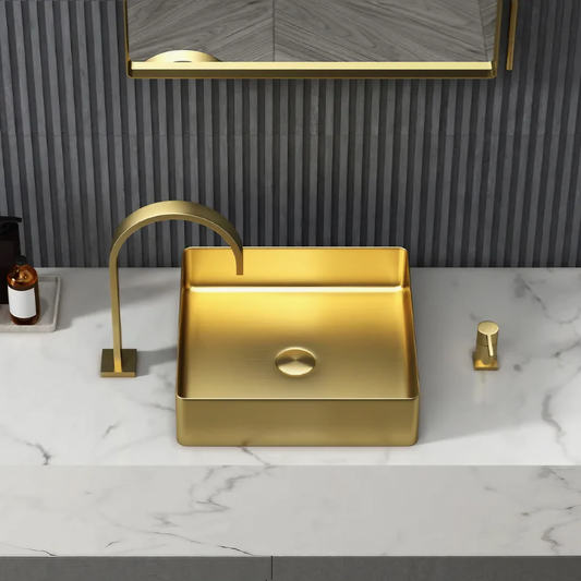 Opzet Waskom - Dante - Goud - RVS - 380x380x110mm (Vierkant)