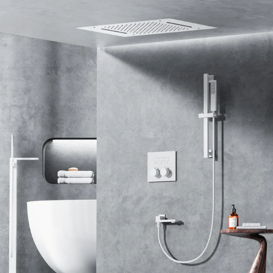Thermostatisch Inbouw Regendoucheset - Portofino - Mat Wit - Watervalfuncties