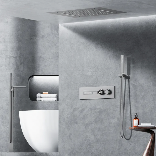 Thermostatisch Inbouw Regendoucheset - Giulia - Gun Grey - Digitaal Display