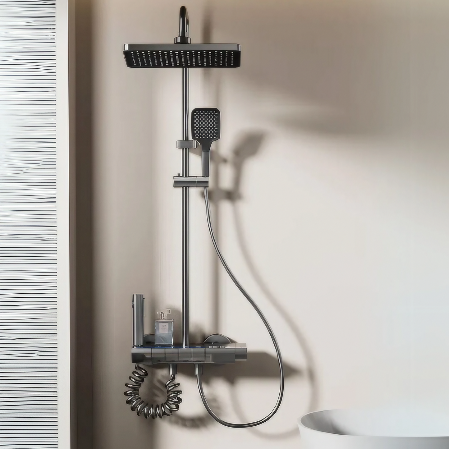 Opbouw Regendoucheset – Monaco – Gun Grey – Digitaal Display