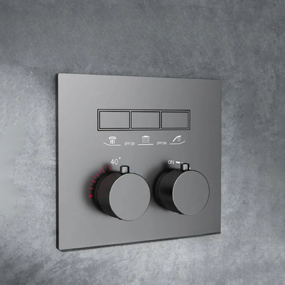 Thermostatisch Inbouw Regendoucheset - Portofino - Gun Grey - Met Watervalfunctie