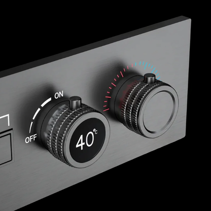 Thermostatisch Inbouw Regendoucheset - Isabella - Gun Grey - Met Digitaal Display - Waterval