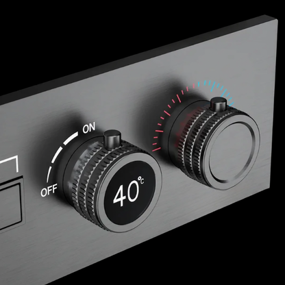 Thermostatisch Inbouw Regendoucheset - Napoli - Gun Grey - Digitaal Display - Met Storage Table