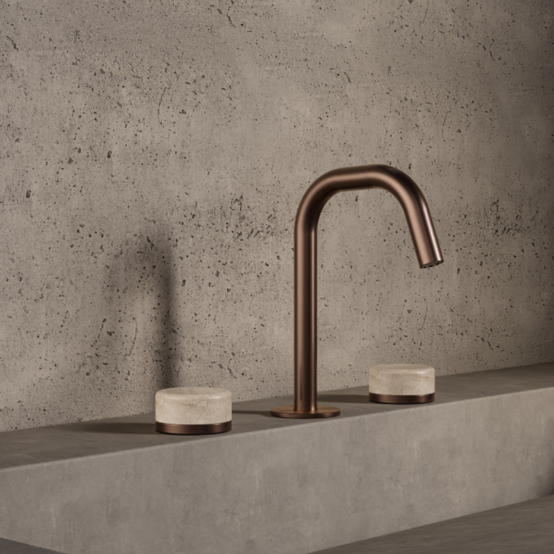 Inbouw mengkraan – Sorrento – Rome Travertine – Brushed bronze