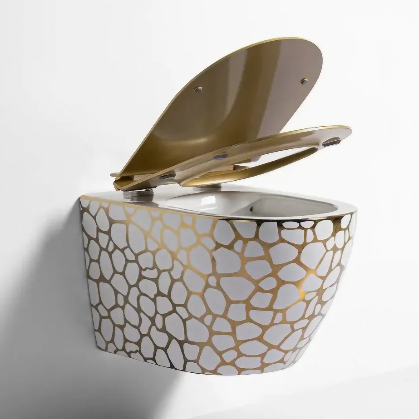 Opbouw Hangend Toilet - Monaco - Gouden Geometrisch Patroon - 480x370x370mm