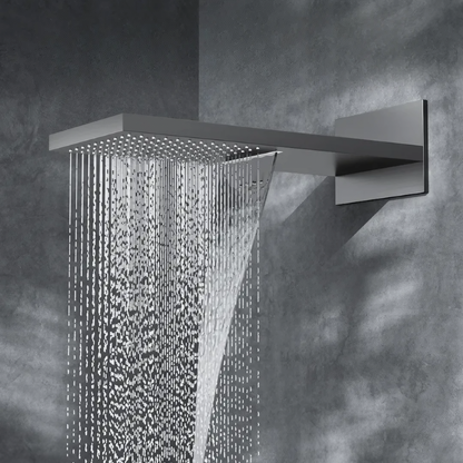 Thermostatisch Inbouw Regendoucheset - Marbella - Gun Grey - Waterval
