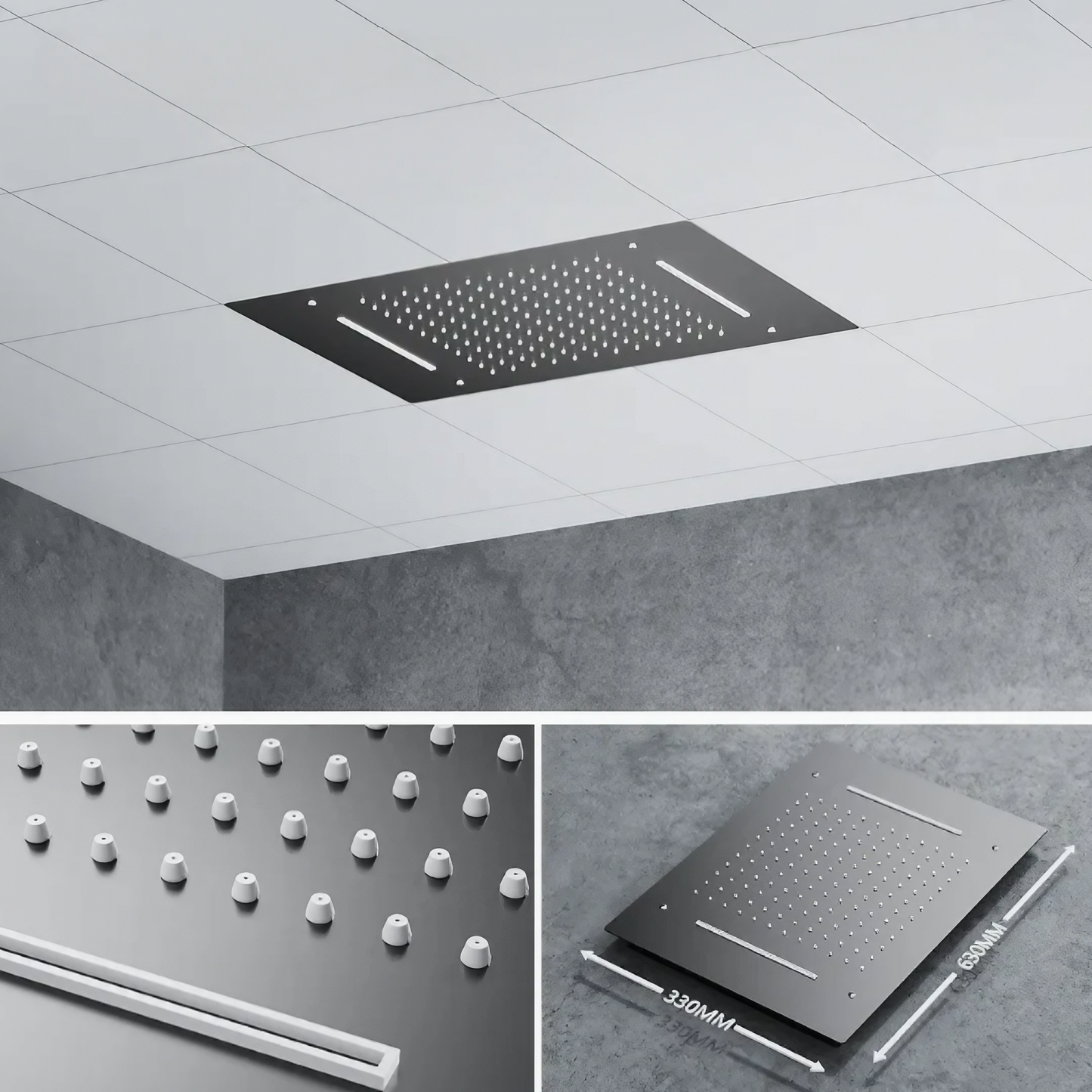 Thermostatisch Inbouw Regendoucheset - Portofino - Gun Grey - Met Watervalfunctie