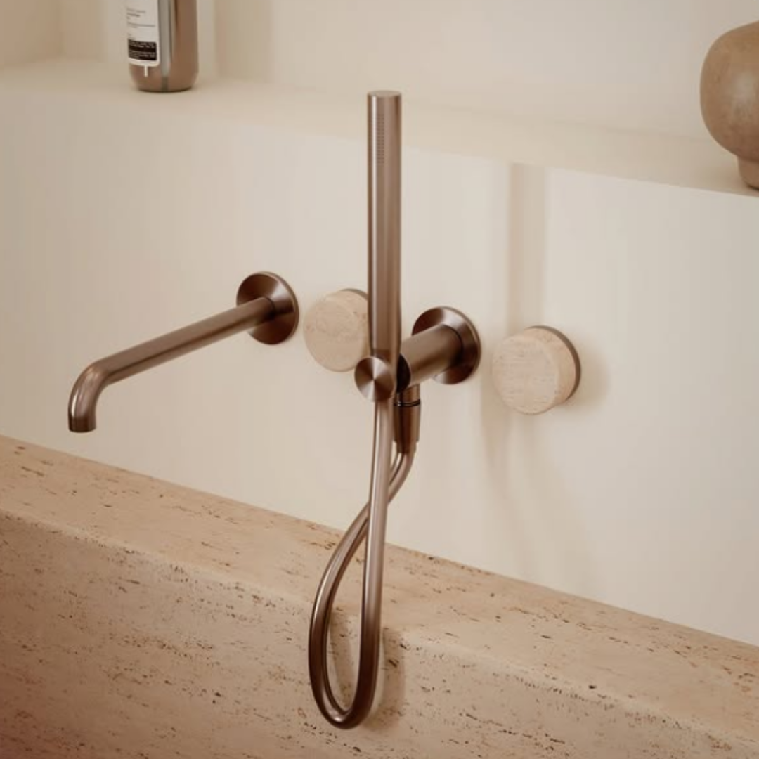 Inbouw mengkraan – Sorrento – Rome Travertine – Brushed bronze