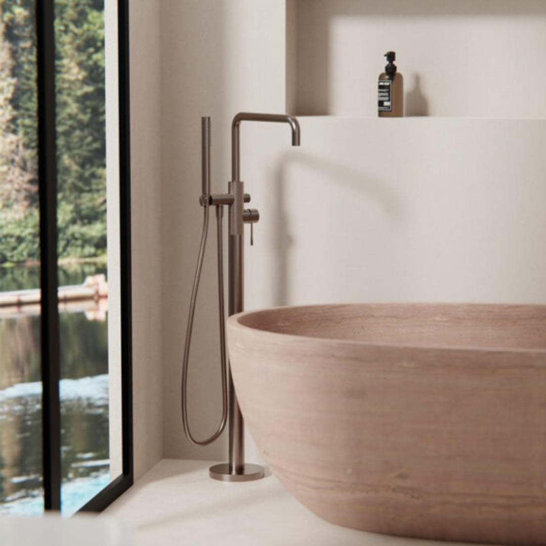 Vrijstaande badmengkraan Valencia - Staafhanddouche - Brushed nickel