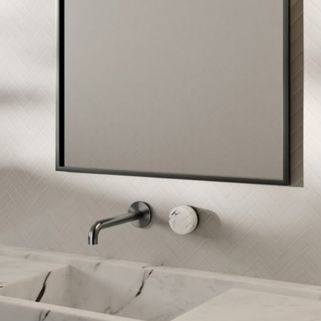 Inbouw mengkraan – Sorrento – Arabescato Corchia – Brushed nickel