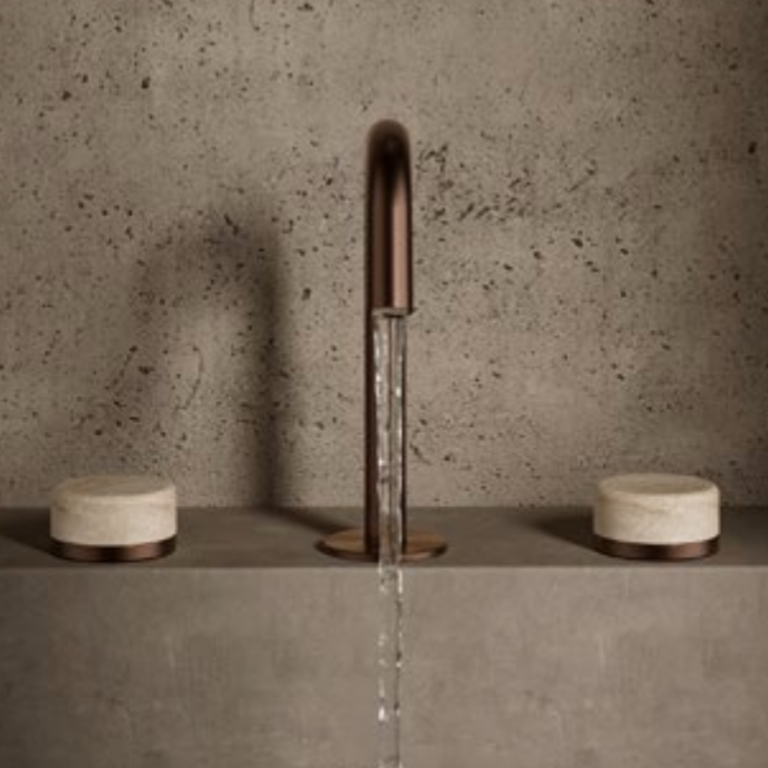 Inbouw mengkraan – Sorrento – Rome Travertine – Brushed bronze
