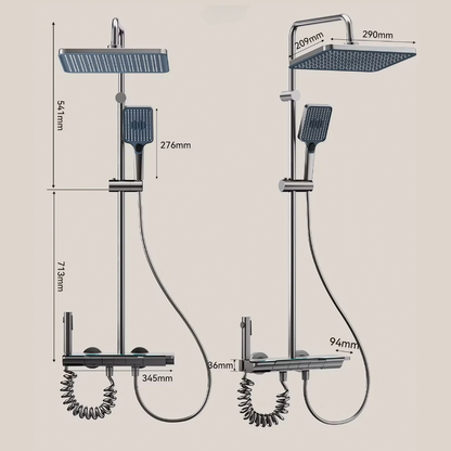 Opbouw Regendoucheset - Como - Gun Grey - Digitaal Display