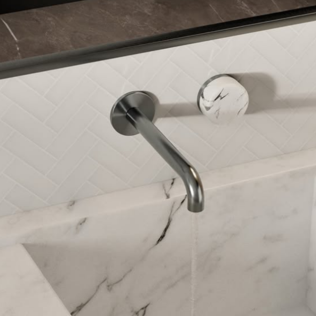 Inbouw mengkraan – Sorrento – Arabescato Corchia – Brushed nickel