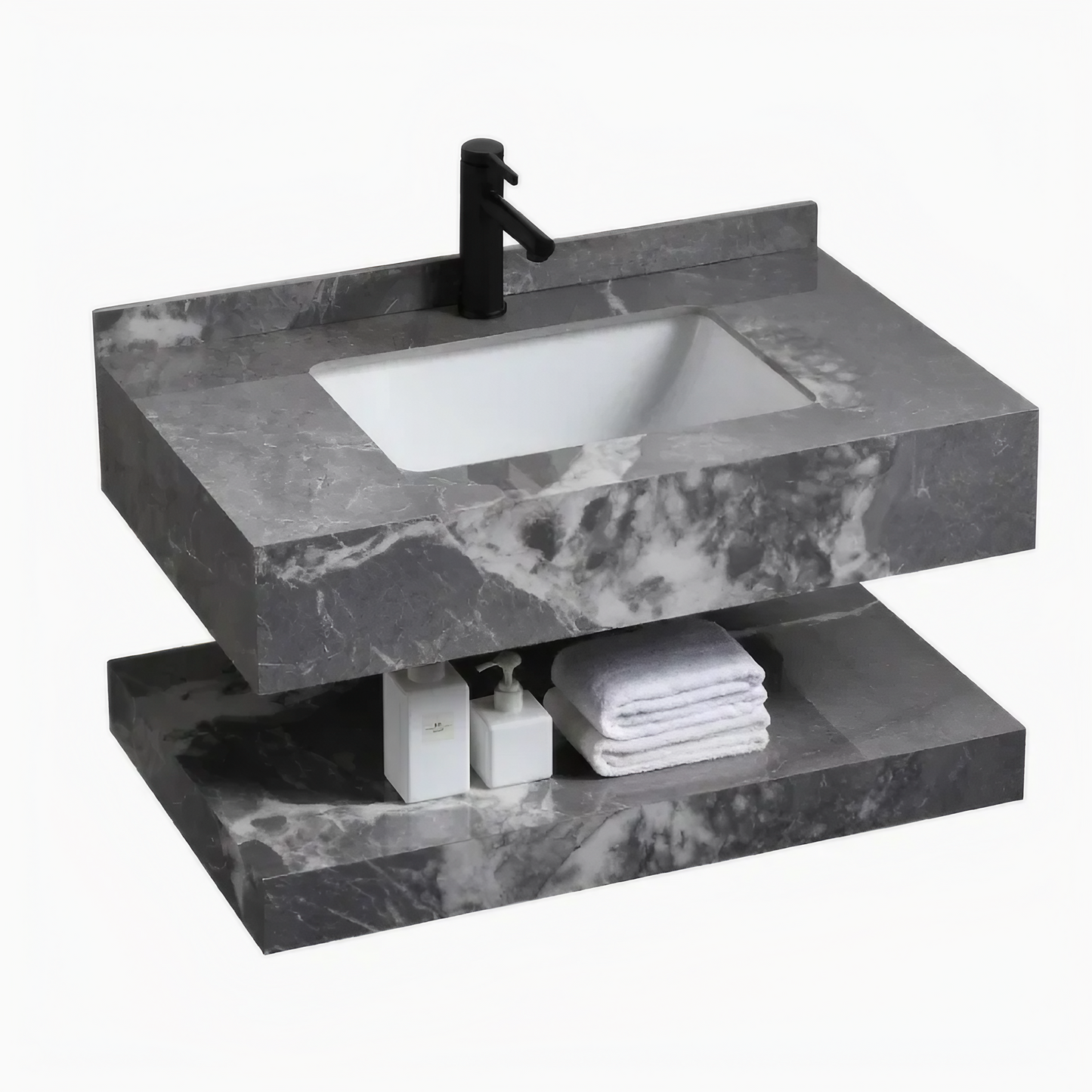 Opbouw Wastafelset - Verona - Marmer Grijs -  1500x500mm