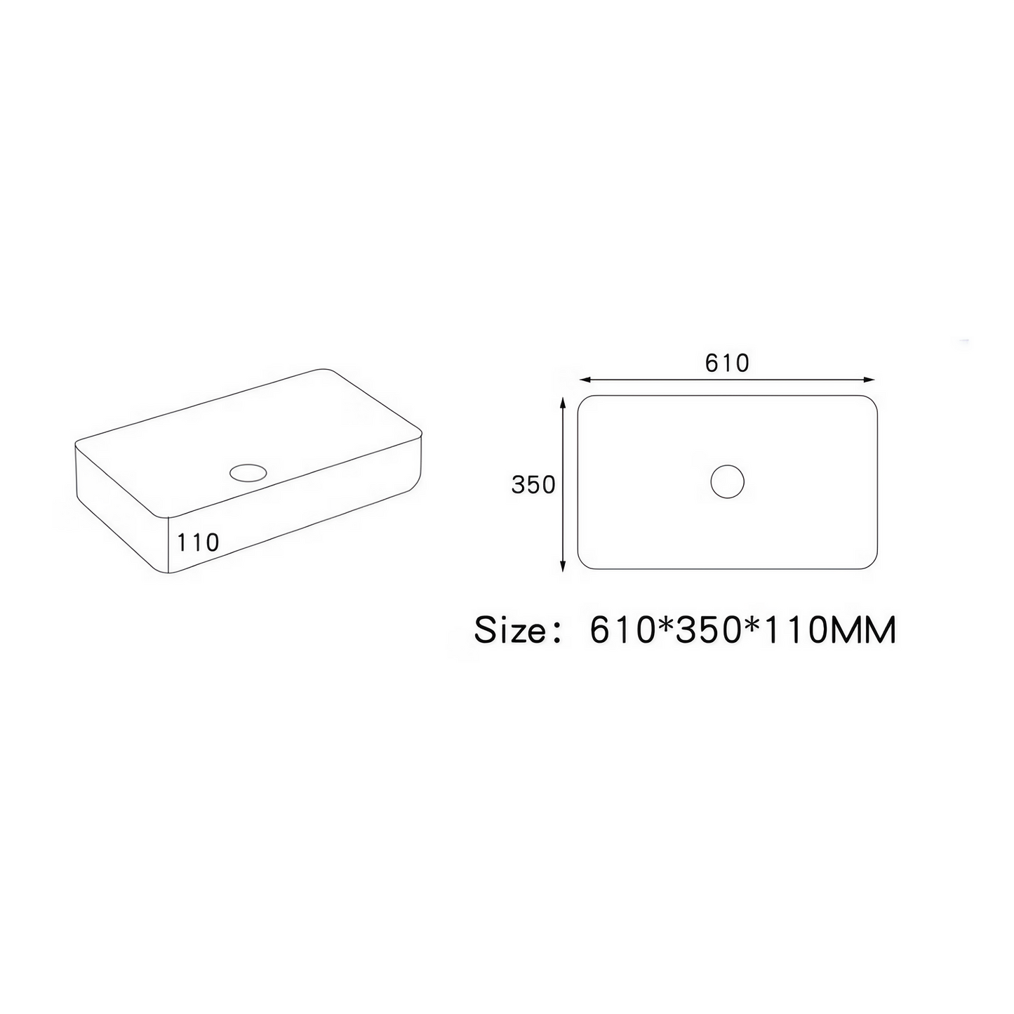 Opzet Waskom - Isabella - Bruin Marmer - 610x350x110mm