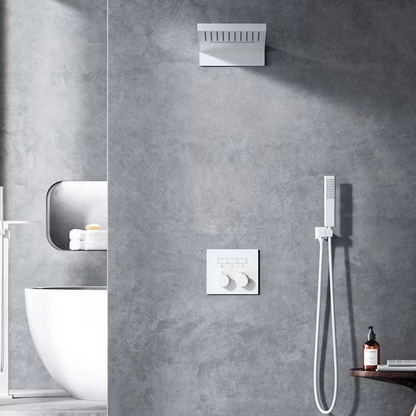 Thermostatisch Inbouw Regendoucheset - Marbella - Mat Wit - Waterval