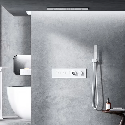 Thermostatisch Inbouw Regendoucheset - Giulia - Mat Wit - Met Digitaal Display