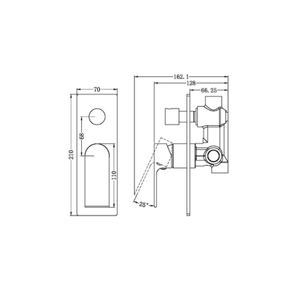 Inbouw mengkraan met diverter – Portofino – Gun metal grey