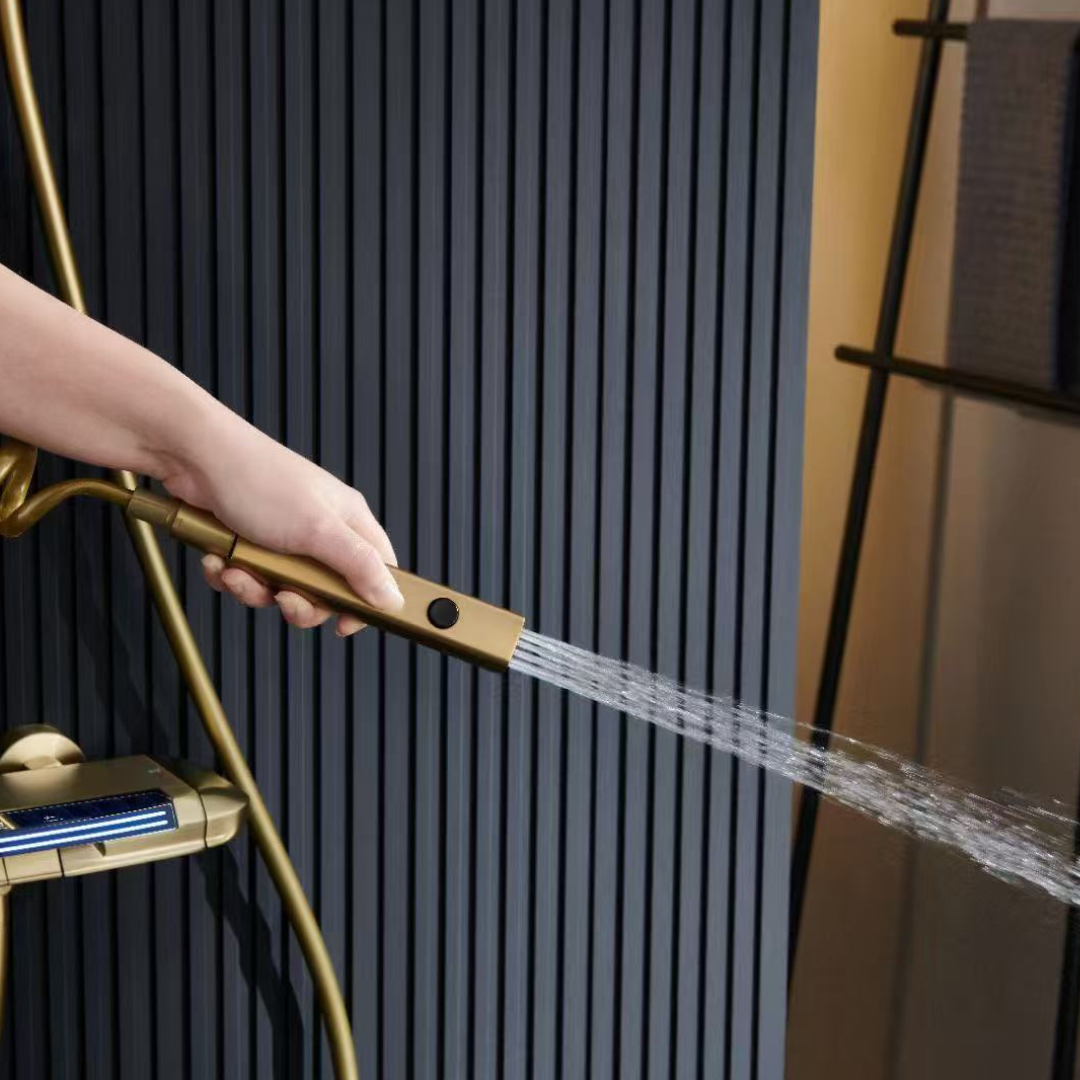 Thermostatische Opbouw Regendoucheset - Sandro - Geborsteld Goud