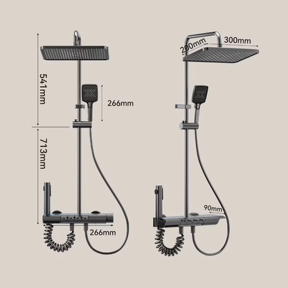 Opbouw Regendoucheset Valencia – Gun Grey – Digitaal Display