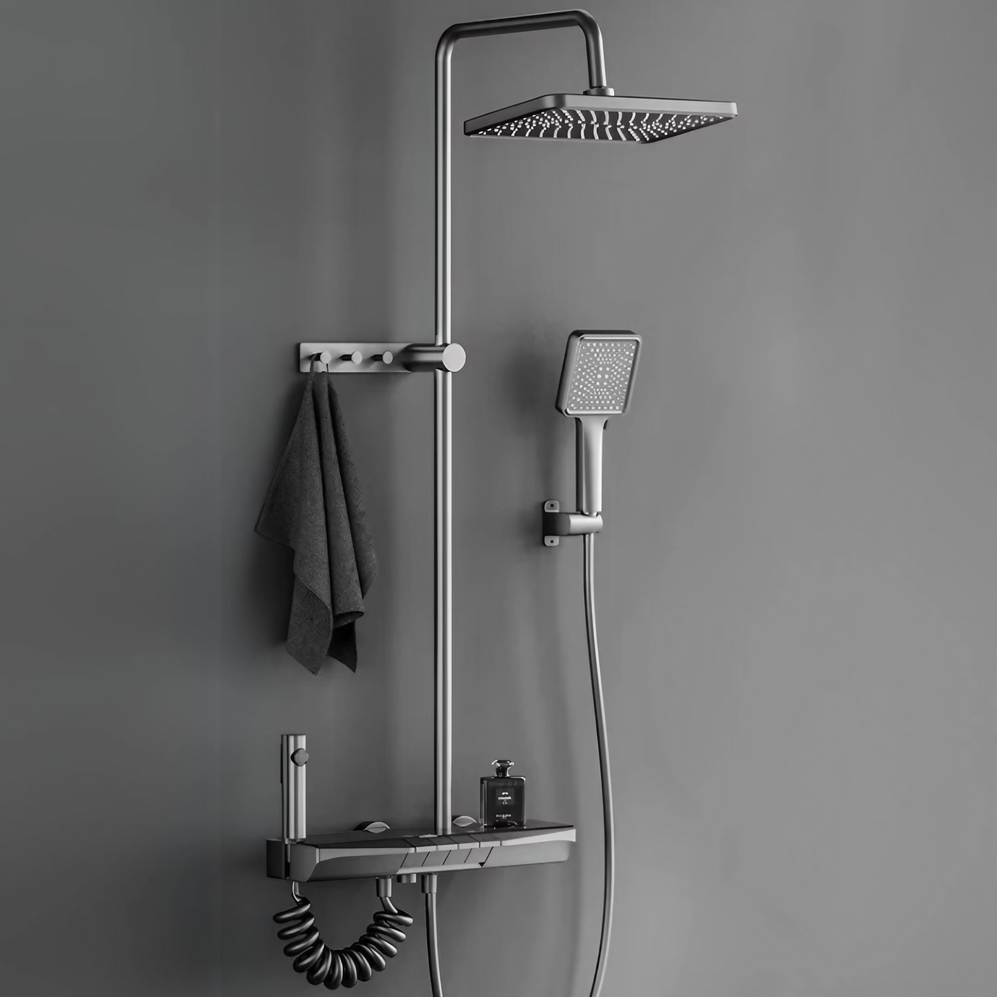 Opbouw Regendoucheset - Siena - Gun Grey - Digitaal Display