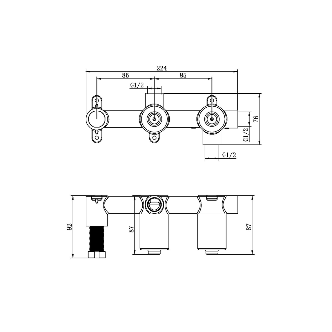 Inbouw douchemengkranen Valencia - Staafhanddouche - Zonder achterplaat - Brushed nickel