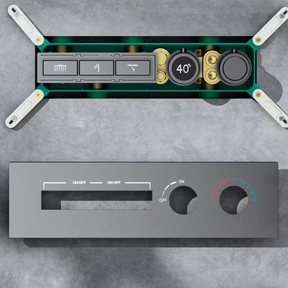 Thermostatisch Inbouw Regendoucheset - Napoli - Gun Grey - Digitaal Display - Met Storage Table
