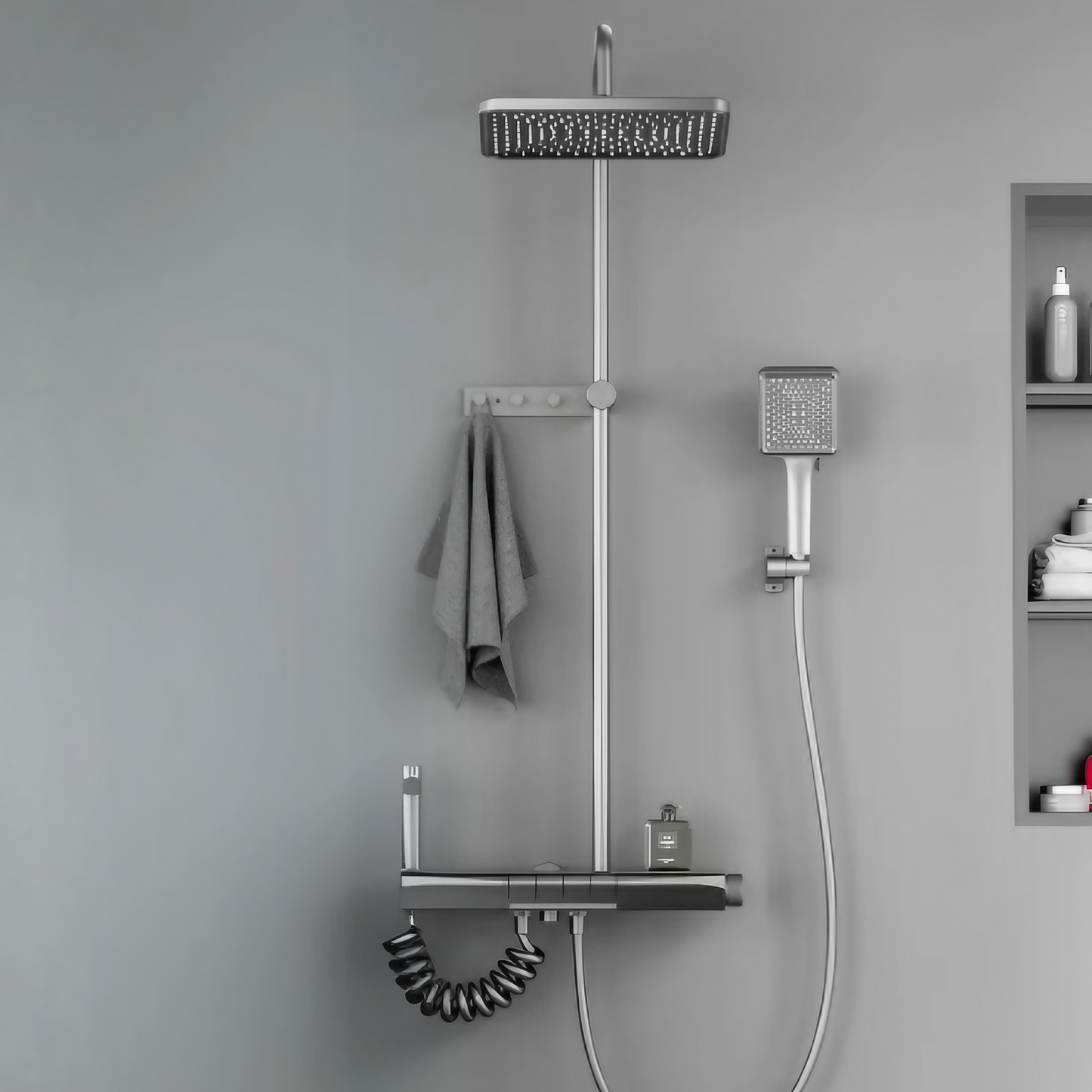 Opbouw Regendoucheset - Siena - Gun Grey - Digitaal Display